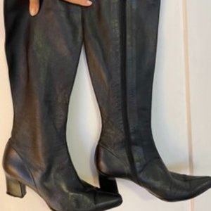 Vintage Stuart Weitzman Black Leather Knee High Boots Size 7B